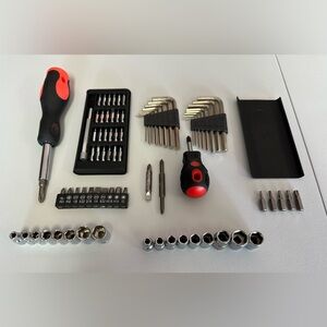 Comprehensive Tool Set with Red and Black Accents